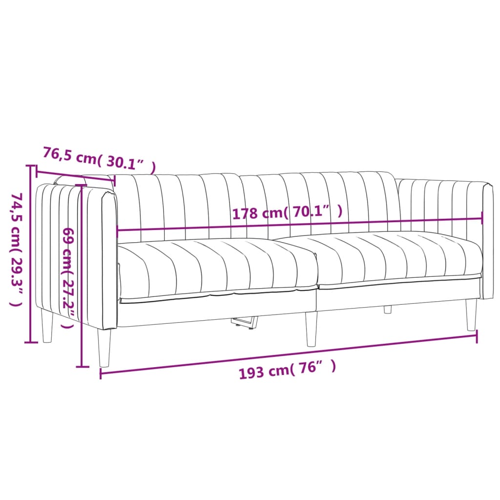 3-personers sofa stof mørkebrun