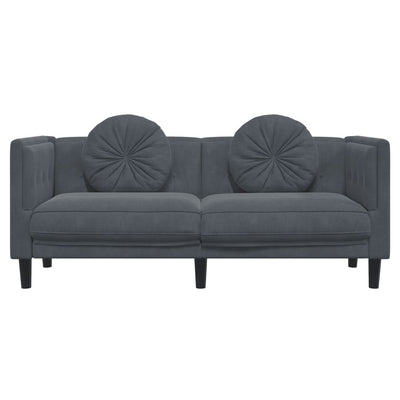 2-personers sofa med hynder velour mørkegrå