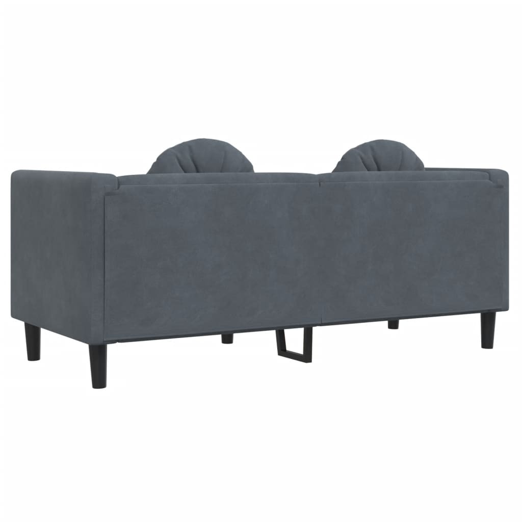 2-personers sofa med hynder velour mørkegrå