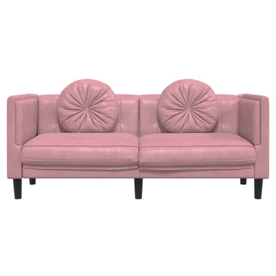 2-personers sofa med hynder velour lyserød