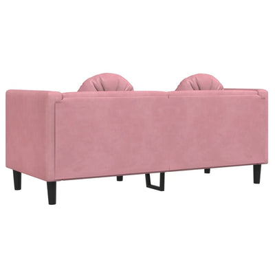 2-personers sofa med hynder velour lyserød