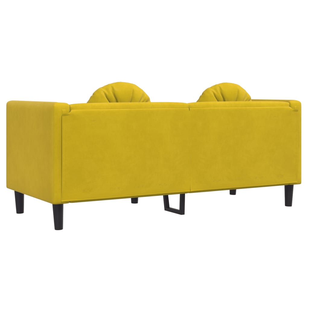 2-personers sofa med hynder velour gul