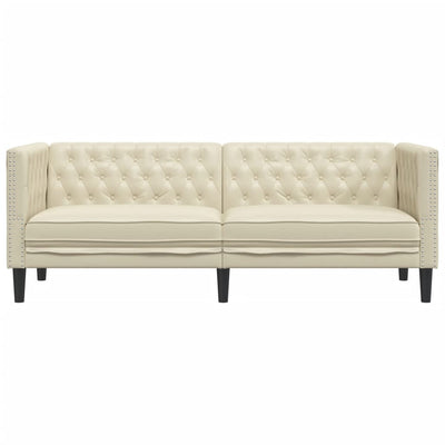 3-personers Chesterfield-sofa kunstlæder sort