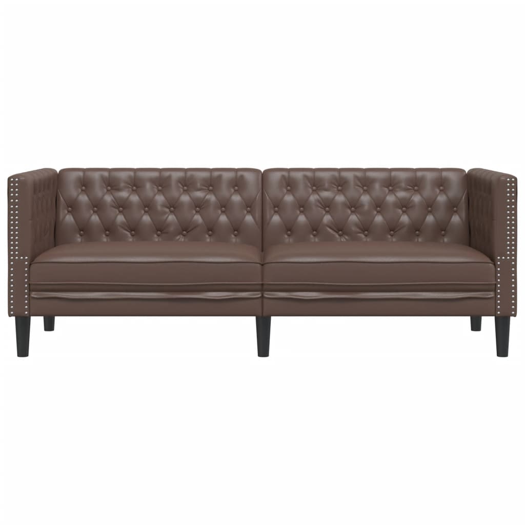 3-personers Chesterfield-sofa kunstlæder sort