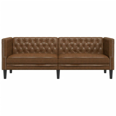 3-personers Chesterfield-sofa imiteret ruskind brun