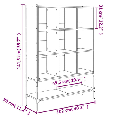 bogreol 102x30x141,5 cm konstrueret træ sort