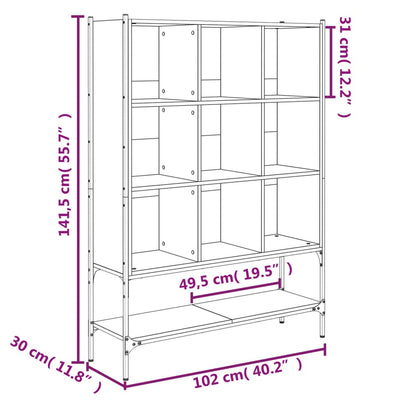 bogreol 102x30x141,5 cm konstrueret træ sonoma-eg