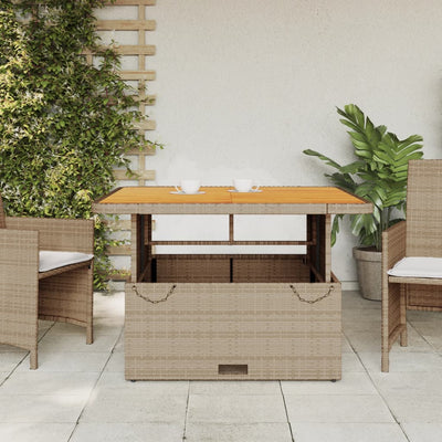 havebord 110x110x71 cm polyrattan og akacietræ beige