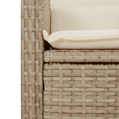 havebænk med hynder og lænefunktion polyrattan beige