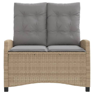 havebænk med hynder og lænefunktion polyrattan beige