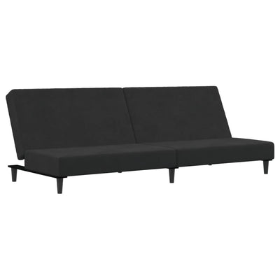 2-personers sovesofa med fodskammel velour sort