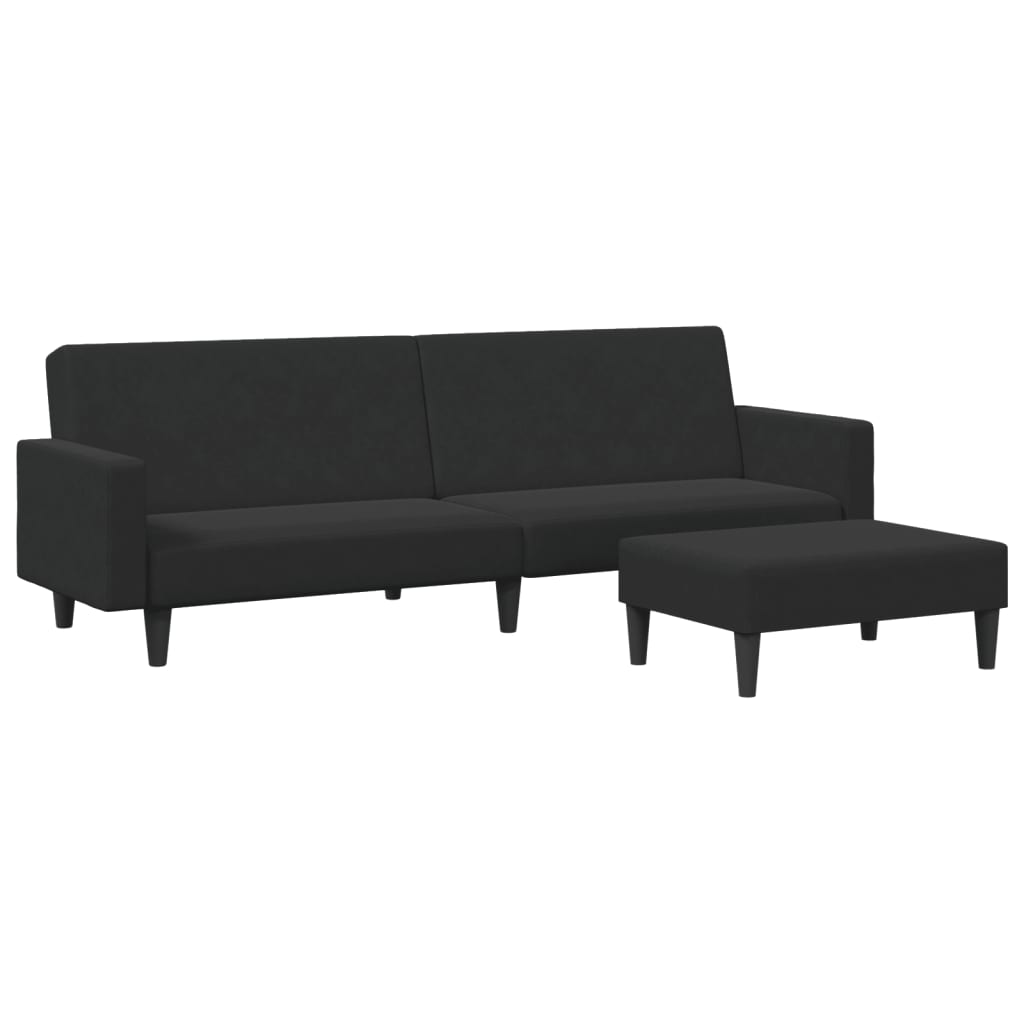 2-personers sovesofa med fodskammel velour sort