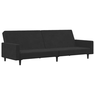 2-personers sovesofa med fodskammel velour sort