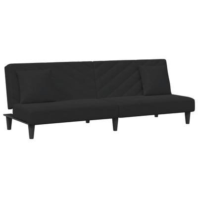 sofasæt 2 dele med puder velour sort