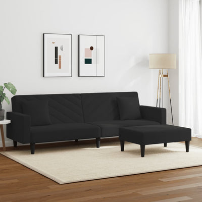 sofasæt 2 dele med puder velour sort