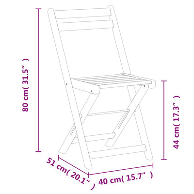 foldbare bistrostole 6 stk. massivt akacietræ