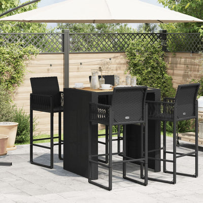 barbord til haven 105x80x110 cm akacietop polyrattan sort