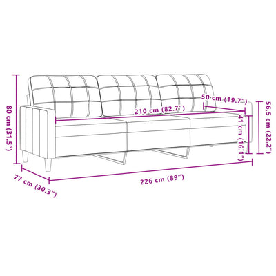 3-personers sofa 210 cm stof lysegrå