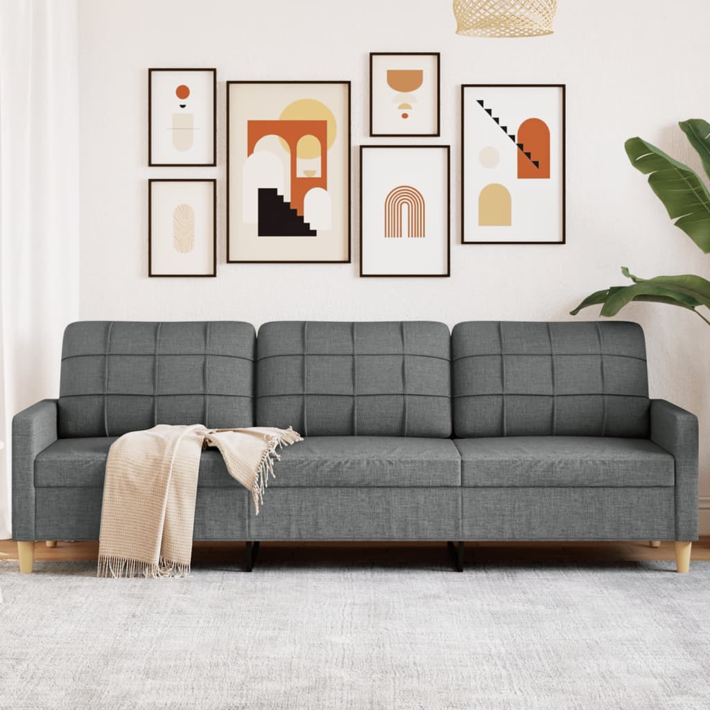 3-personers sofa 210 cm stof mørkegrå