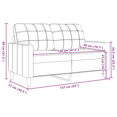 2-personers sofa 120 cm velour lysegrå