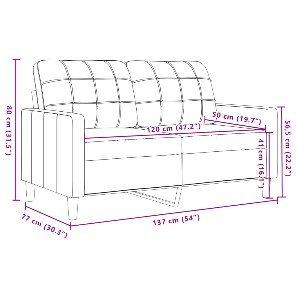 2-personers sofa 120 cm velour mørkegrå