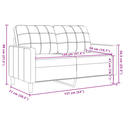 2-personers sofa 120 cm velour cremefarvet