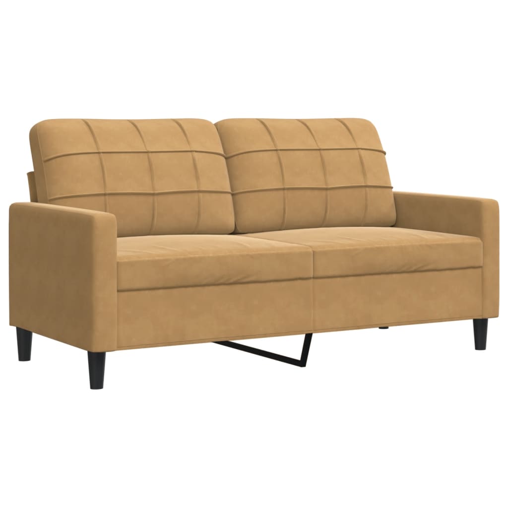 2-personers sofa 140 cm fløjl brun