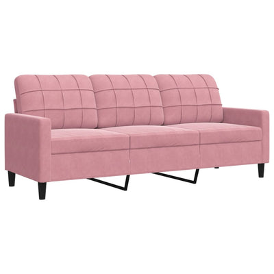 3-personers sofa 180 cm fløjl lyserød