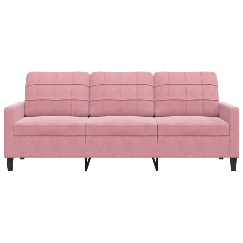 3-personers sofa 180 cm fløjl lyserød