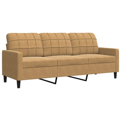 3-personers sofa 180 cm fløjl brun