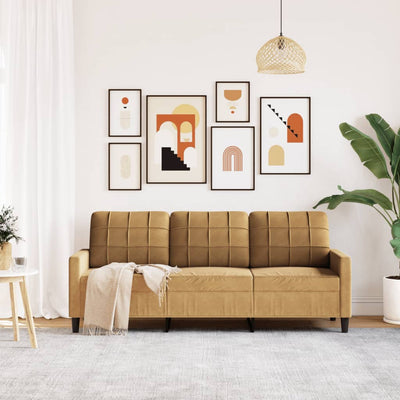 3-personers sofa 180 cm fløjl brun