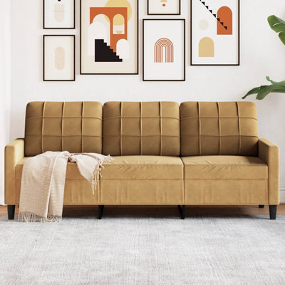 3-personers sofa 180 cm fløjl brun