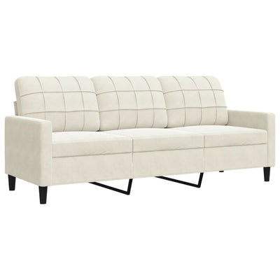 3-personers sofa 180 cm fløjl cremefarvet