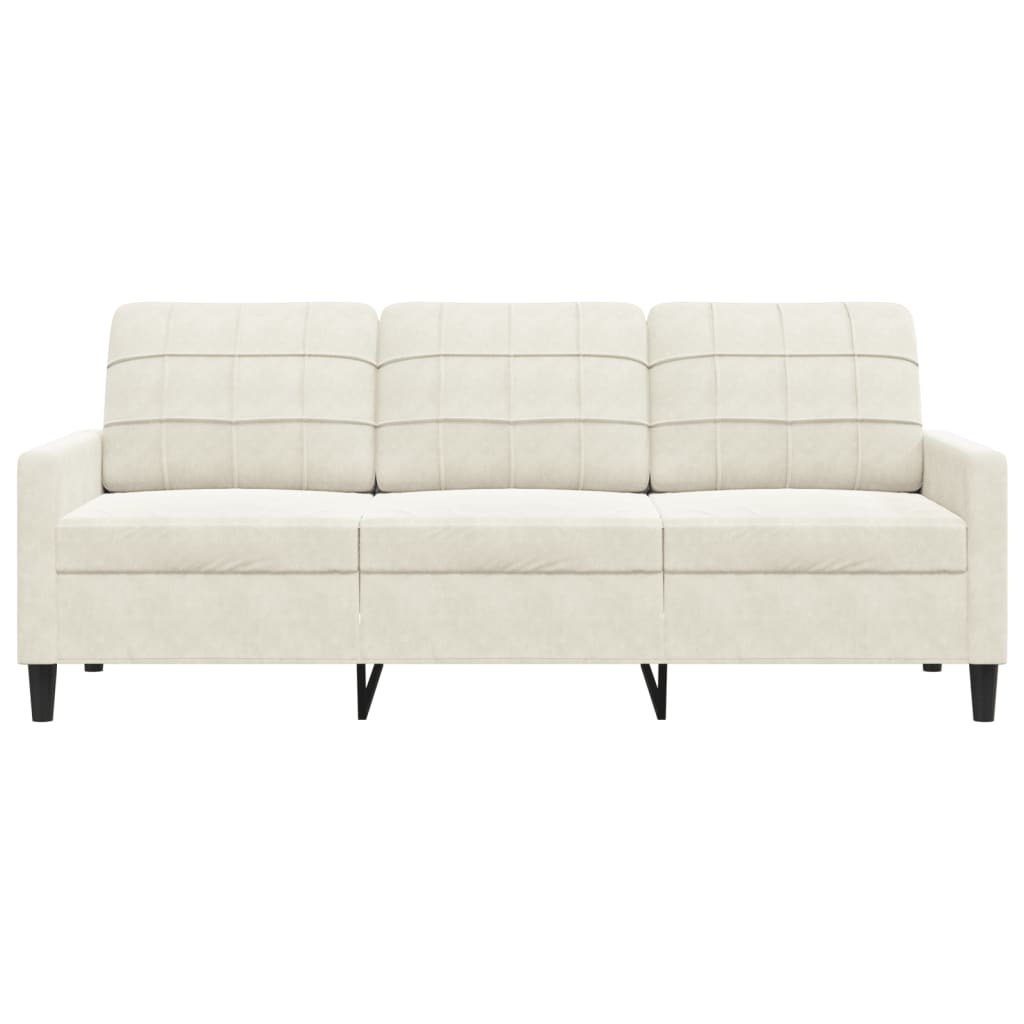 3-personers sofa 180 cm fløjl cremefarvet