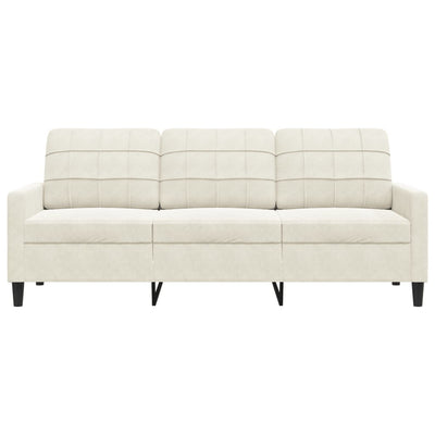 3-personers sofa 180 cm fløjl cremefarvet