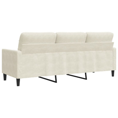 3-personers sofa 180 cm fløjl cremefarvet