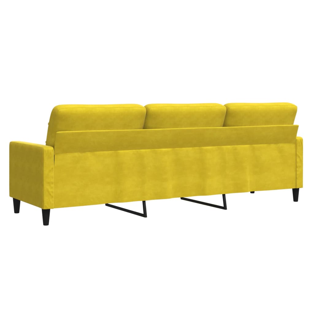 3-personers sofa 210 cm fløjl gul