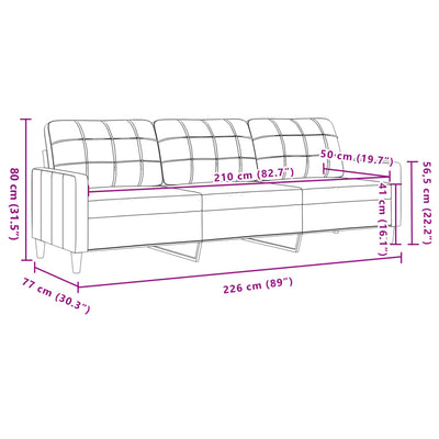 3-personers sofa 210 cm fløjl gul