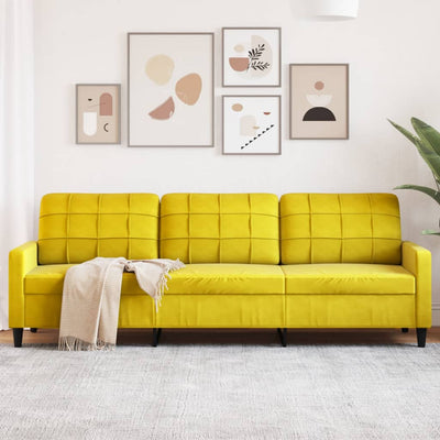 3-personers sofa 210 cm fløjl gul