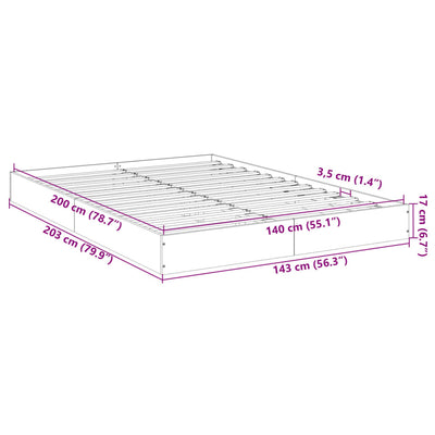 sengestel 140x200 cm massivt træ sort