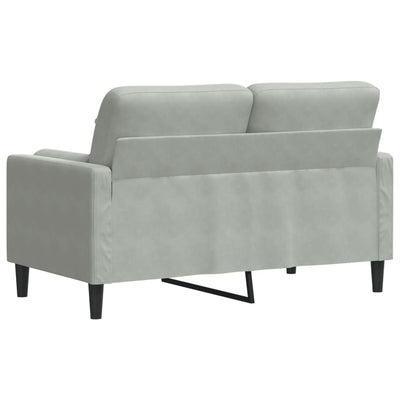 2-personers sofa med pyntepuder 120 cm velour lysegrå