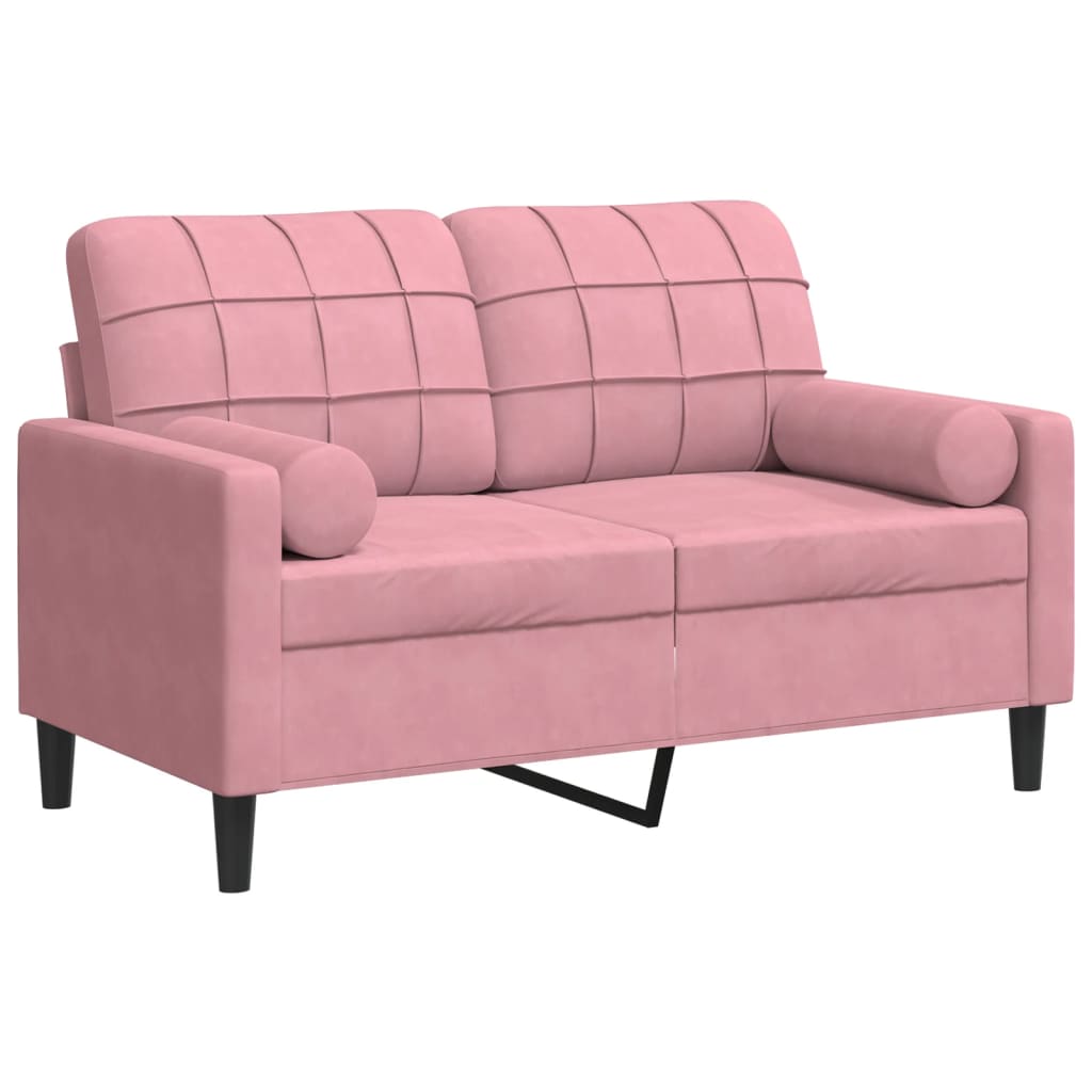 2-personers sofa med pyntepuder 120 cm velour pink