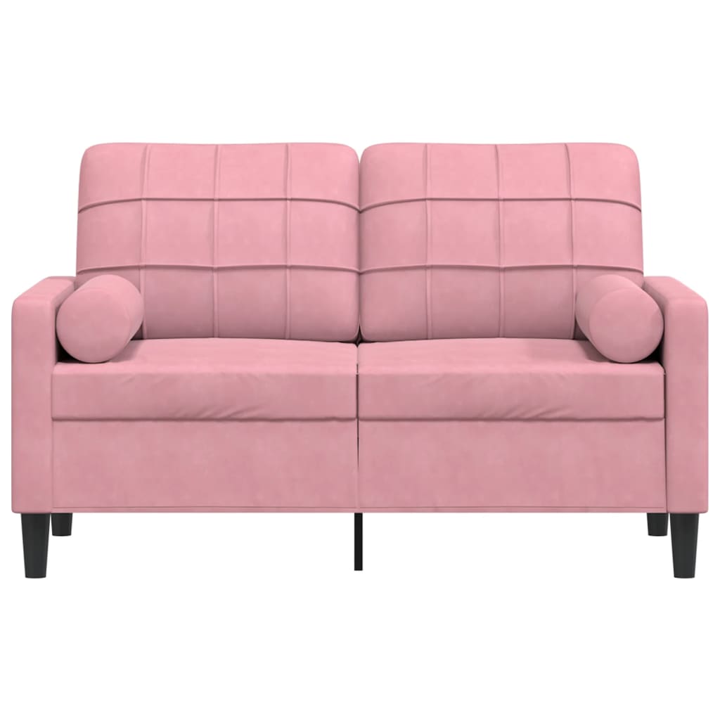 2-personers sofa med pyntepuder 120 cm velour pink