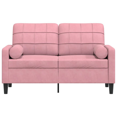 2-personers sofa med pyntepuder 120 cm velour pink