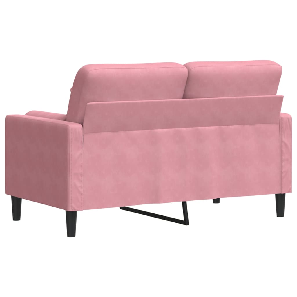 2-personers sofa med pyntepuder 120 cm velour pink