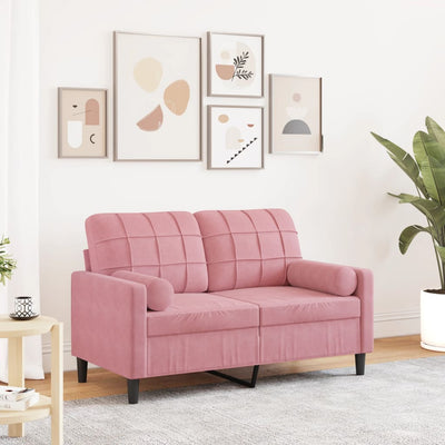 2-personers sofa med pyntepuder 120 cm velour pink