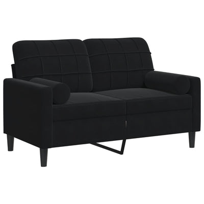 2-personers sofa med pyntepuder 120 cm velour sort