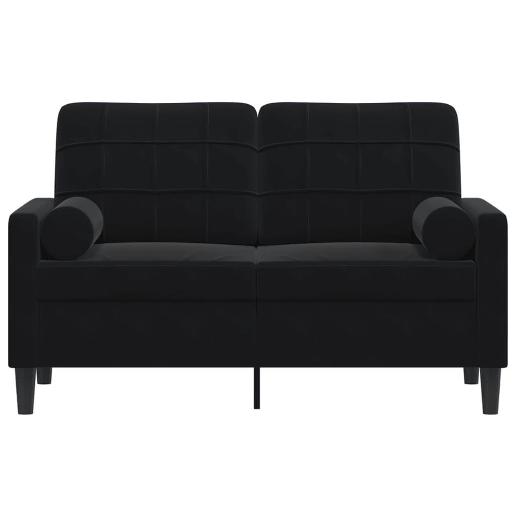 2-personers sofa med pyntepuder 120 cm velour sort