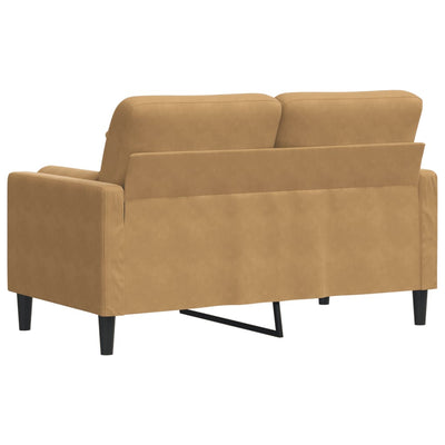 2-personers sofa med pyntepuder 120 cm velour brun