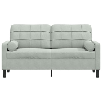 2-personers sofa med pyntepuder 140 cm velour lysegrå